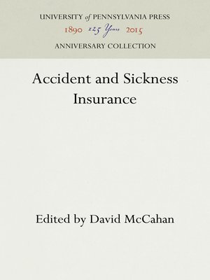cover image of Accident and Sickness Insurance
